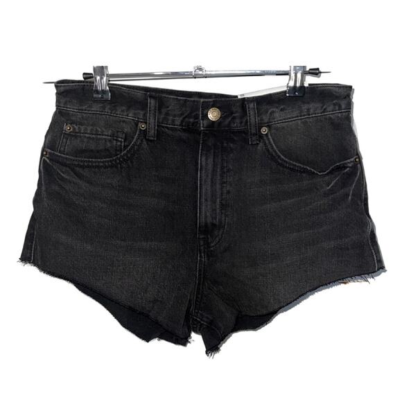 BDG Urban Outfitters Distressed Black Denim Cut-off Cheeky Shorts Size 29 NWT - Picture 1 of 3